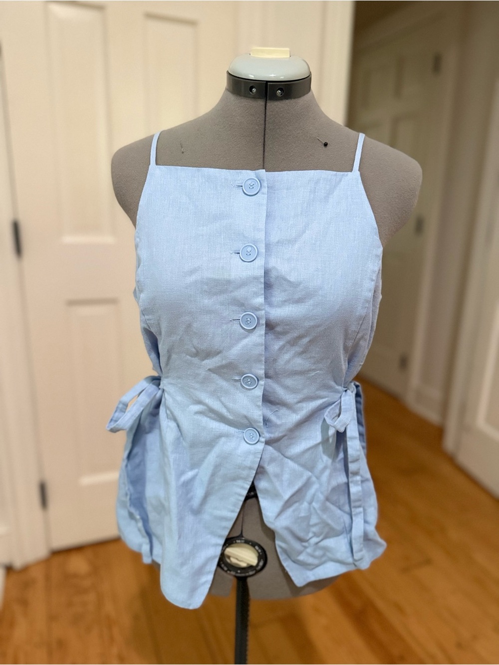 LOFT Light Blue Button-Front Tie Cami